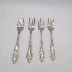 Baroque By‎ Estia Four Salad Forks 18/8 Stainless Korea Flatware Vintage Retired